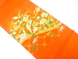 光悦垣に菊・楓・笹模様織り出し　名古屋帯